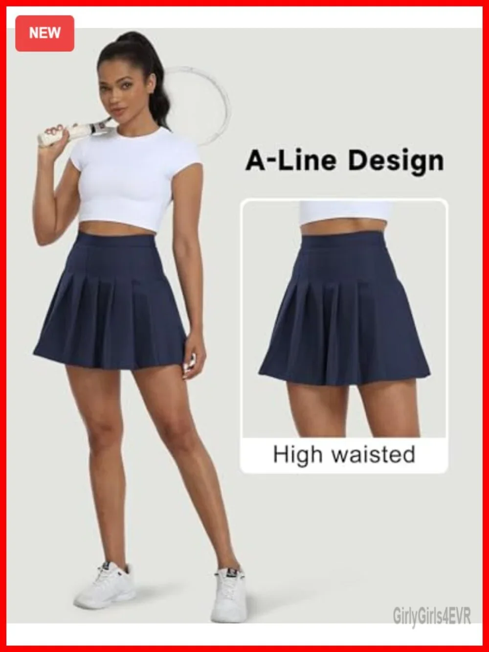 Women's Pleated Tennis Skort with Attached Shorts High Waisted A-Line Golf Skirt